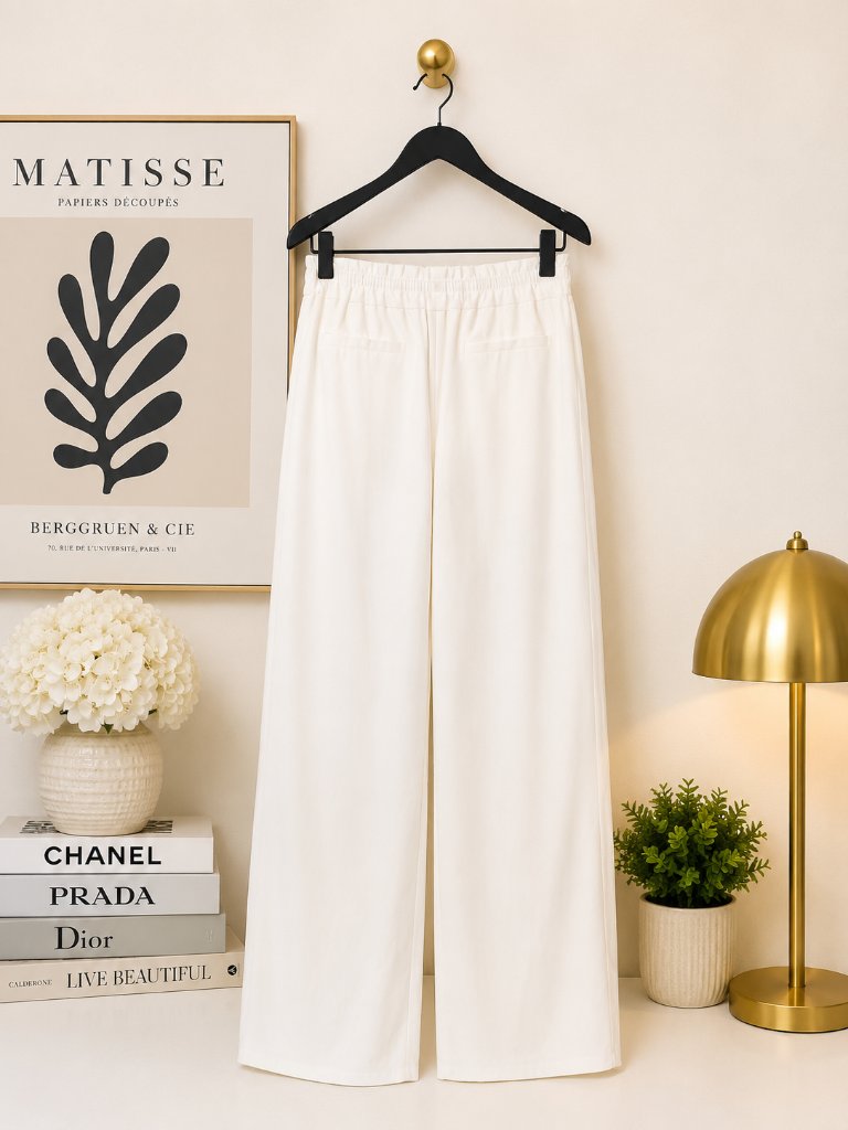 Reiss Raya Wide Leg Crepe Trousers White Satin Crepe Size 6 Nwot — image 4 of 8